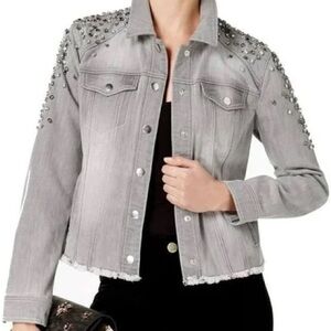 INC Crystalized Washed Put Grey Jean Jacket